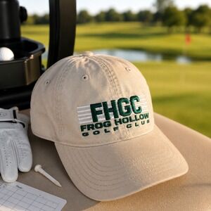Frog Hollow Golf Club Hat OTTO Cap Khaki Cotton Embroidered Adjustable Golf